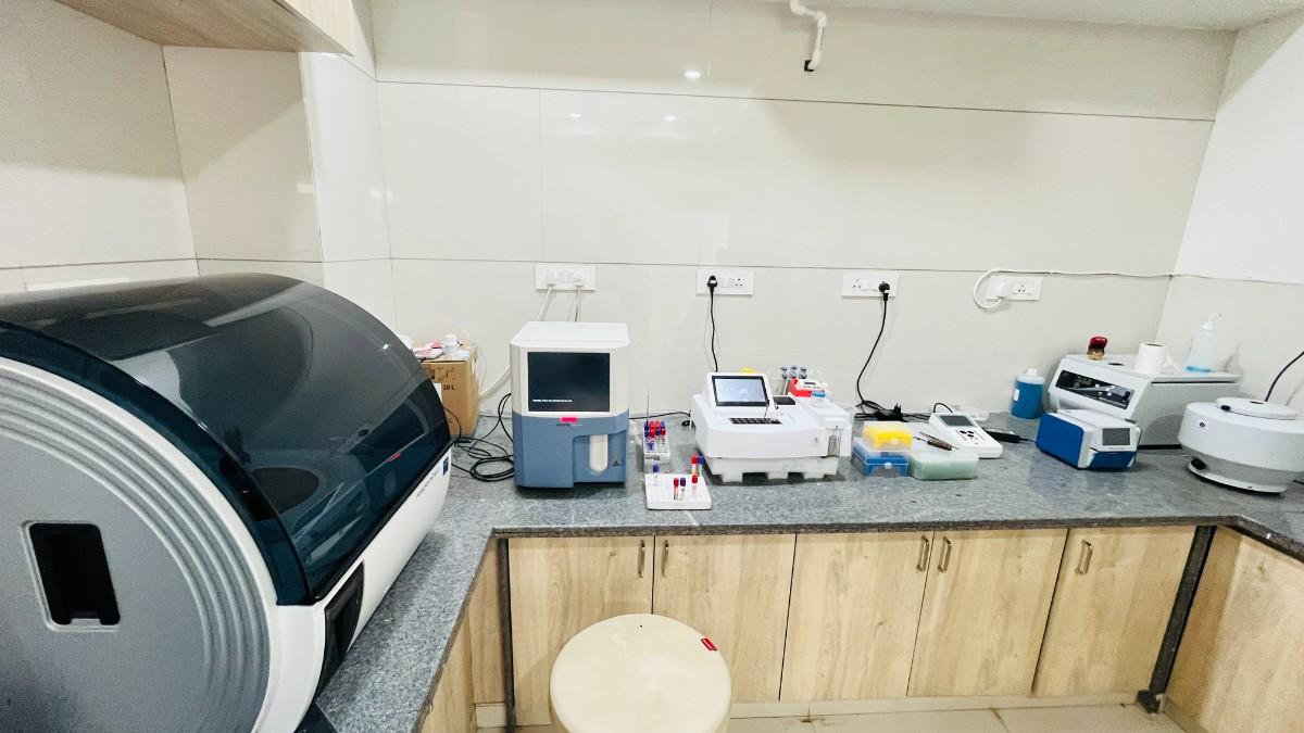 Testing and diagnostics equipment at Ved Pathology Laboratory