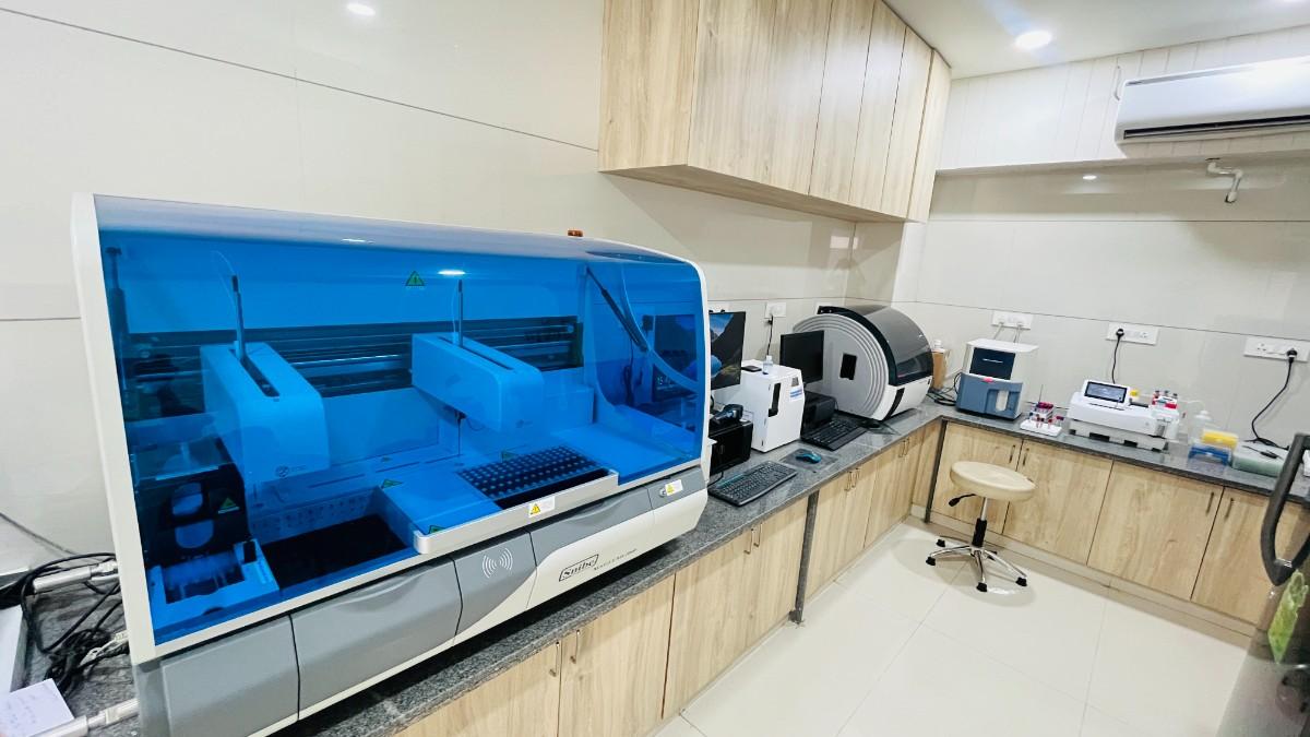 Sample collection room at Ved Pathology Laboratory