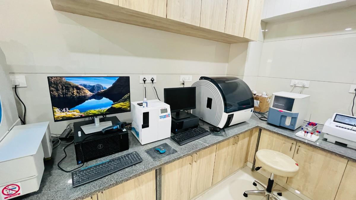 Waiting area for patients at Ved Pathology Laboratory